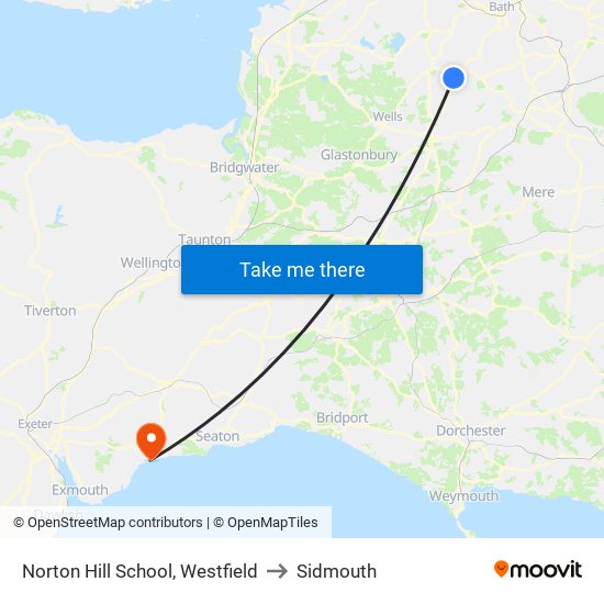 Norton Hill School, Westfield to Sidmouth map