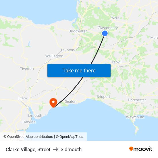 Clarks Village, Street to Sidmouth map