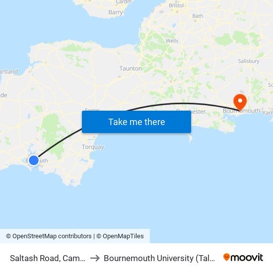 Saltash Road, Camels Head to Bournemouth University (Talbot Campus) map