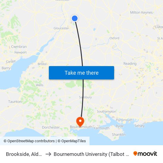 Brookside, Alderton to Bournemouth University (Talbot Campus) map