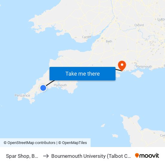 Spar Shop, Bethel to Bournemouth University (Talbot Campus) map