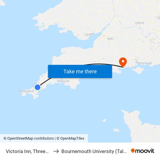 Victoria Inn, Threemilestone to Bournemouth University (Talbot Campus) map