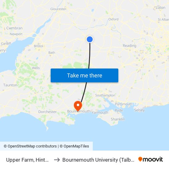 Upper Farm, Hinton Parva to Bournemouth University (Talbot Campus) map