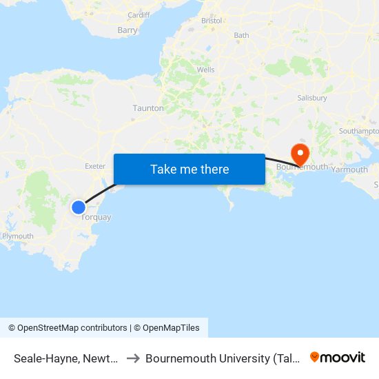 Seale-Hayne, Newton Abbot to Bournemouth University (Talbot Campus) map