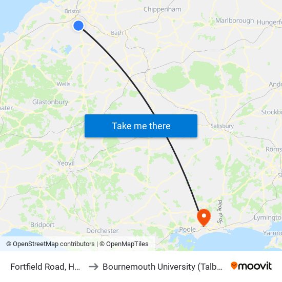 Fortfield Road, Hengrove to Bournemouth University (Talbot Campus) map