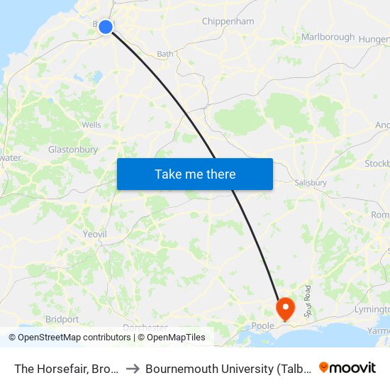 The Horsefair, Broadmead to Bournemouth University (Talbot Campus) map