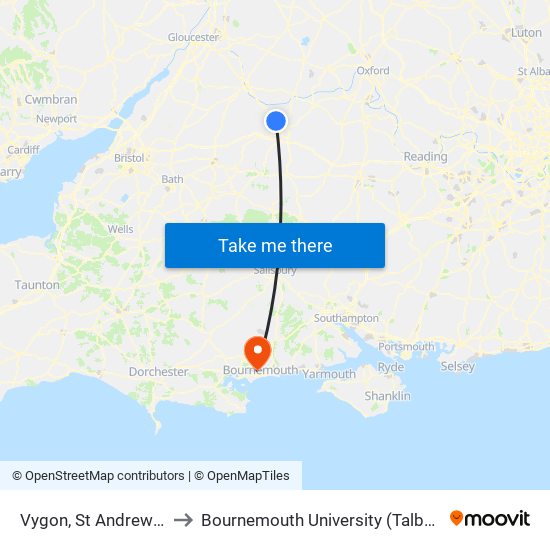 Vygon, St Andrews Ridge to Bournemouth University (Talbot Campus) map
