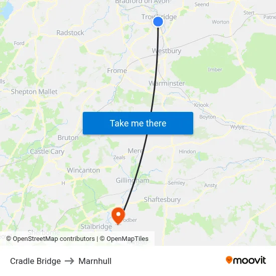 Cradle Bridge to Marnhull map
