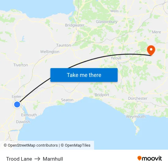Trood Lane to Marnhull map