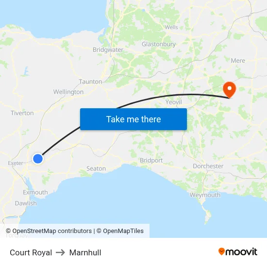 Court Royal to Marnhull map