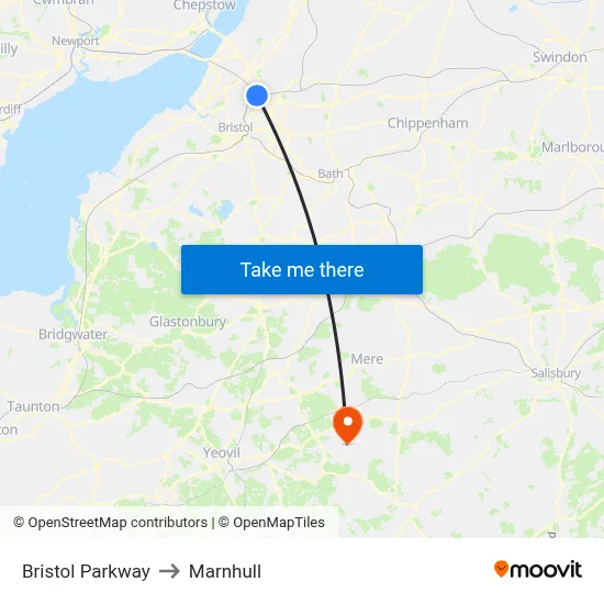 Bristol Parkway to Marnhull map
