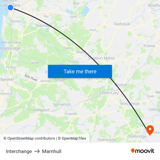 Interchange to Marnhull map