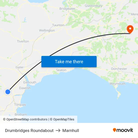 Drumbridges Roundabout to Marnhull map
