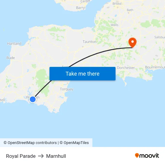 Royal Parade to Marnhull map