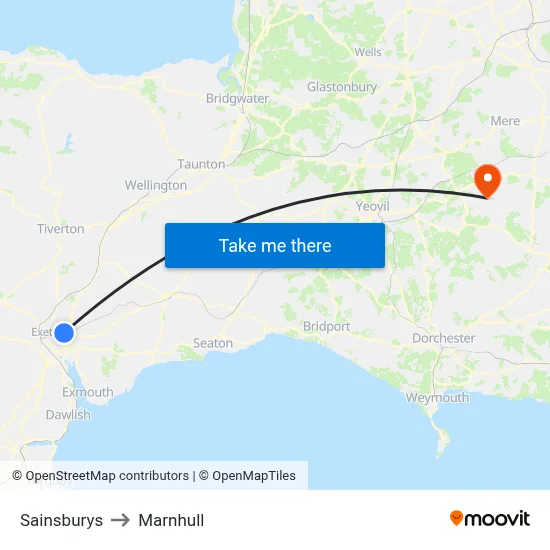 Sainsburys to Marnhull map