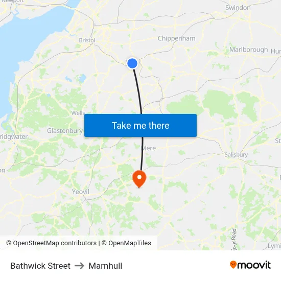 Bathwick Street to Marnhull map