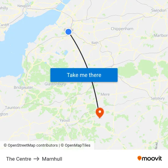 The Centre to Marnhull map
