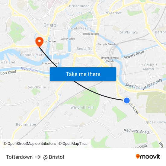 Totterdown to @ Bristol map