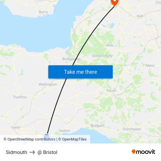 Sidmouth to @ Bristol map
