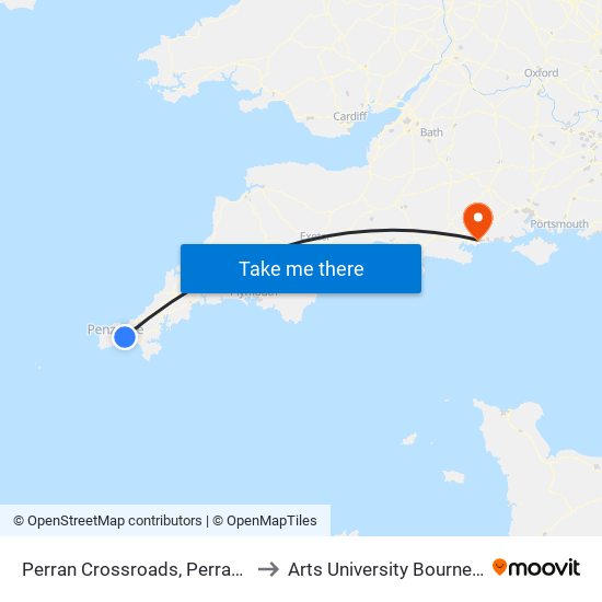 Perran Crossroads, Perranuthnoe to Arts University Bournemouth map