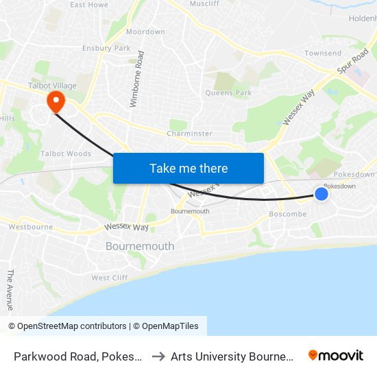 Parkwood Road, Pokesdown to Arts University Bournemouth map