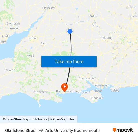 Gladstone Street to Arts University Bournemouth map