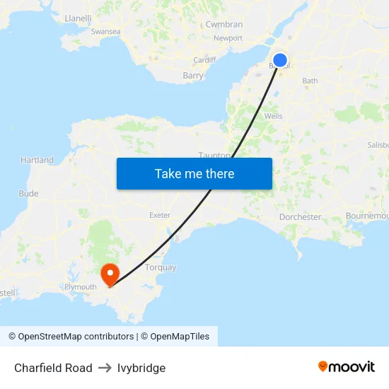 Charfield Road to Ivybridge map