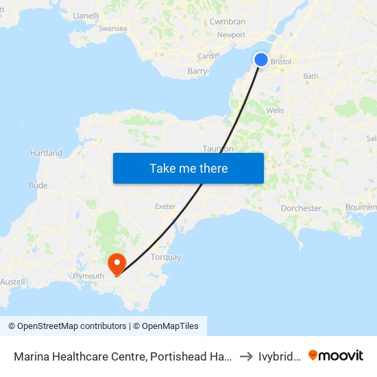 Marina Healthcare Centre, Portishead Harbour to Ivybridge map