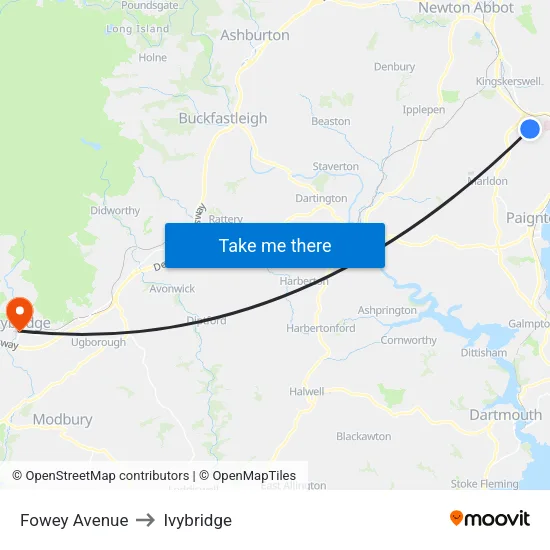 Fowey Avenue to Ivybridge map
