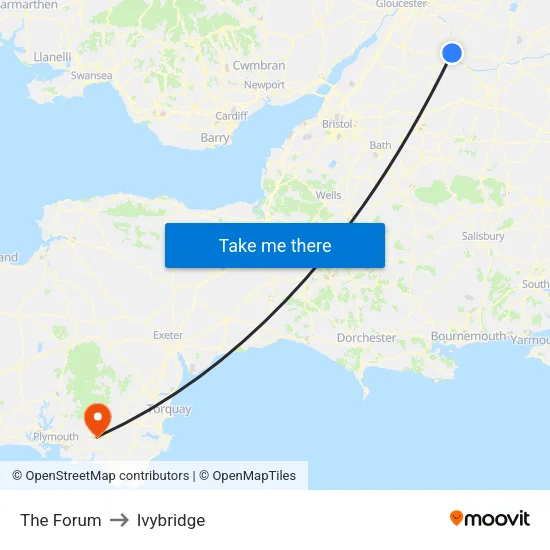 The Forum to Ivybridge map