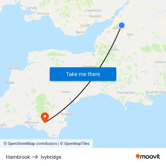 Hambrook to Ivybridge map