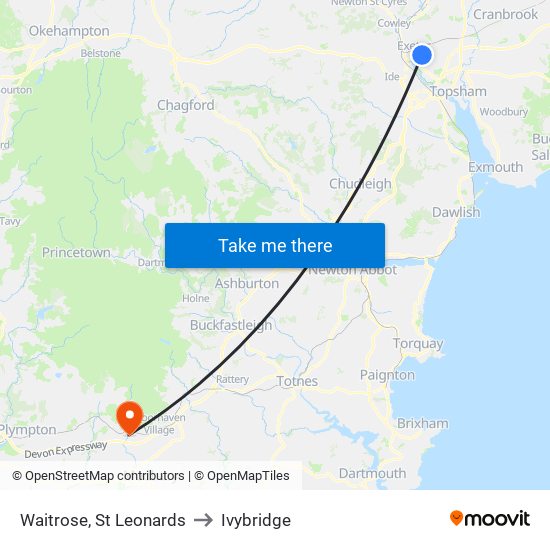 Waitrose, St Leonards to Ivybridge map