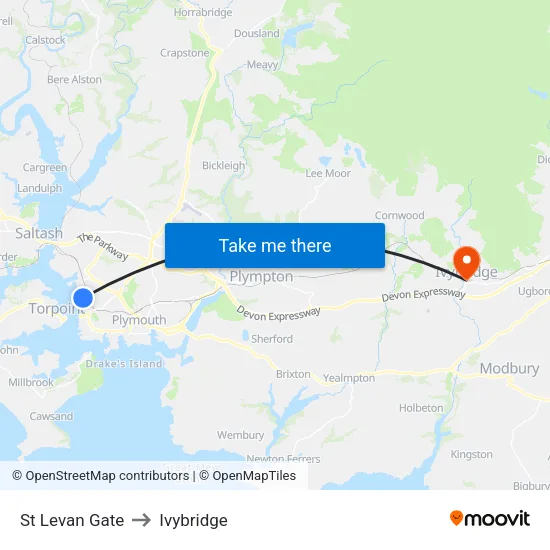 St Levan Gate to Ivybridge map