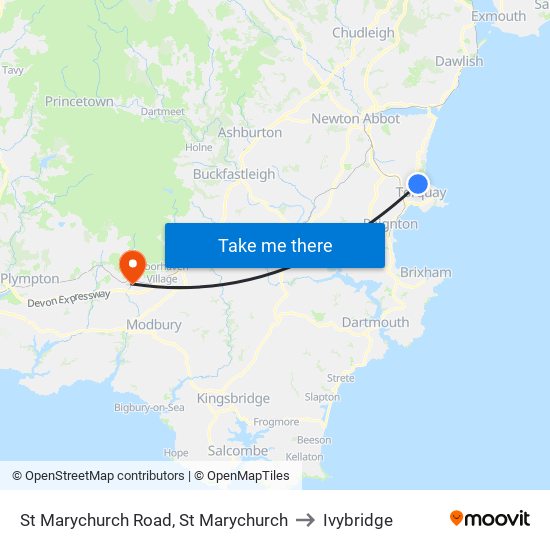 St Marychurch Road, St Marychurch to Ivybridge map