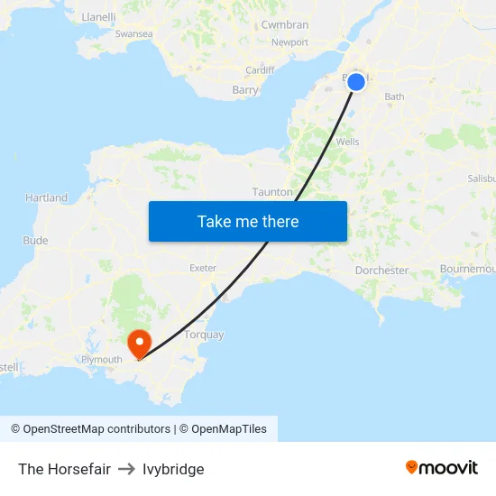 The Horsefair to Ivybridge map