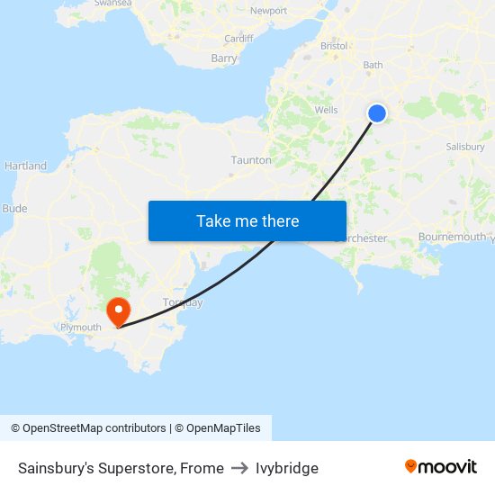 Sainsbury's Superstore, Frome to Ivybridge map