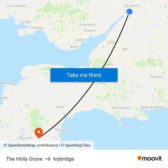 The Holly Grove to Ivybridge map