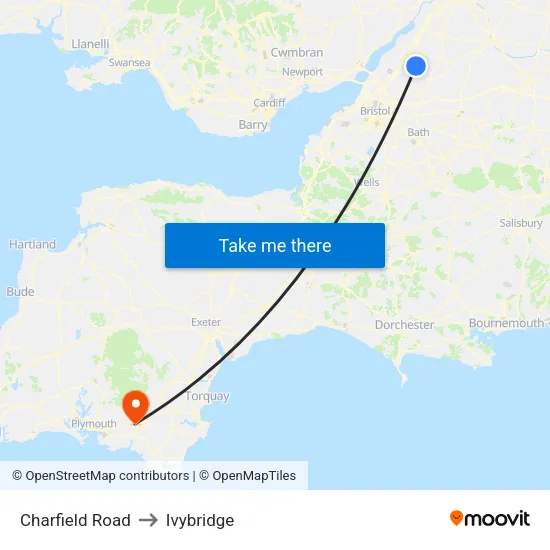 Charfield Road to Ivybridge map