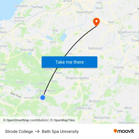 Strode College to Bath Spa University map