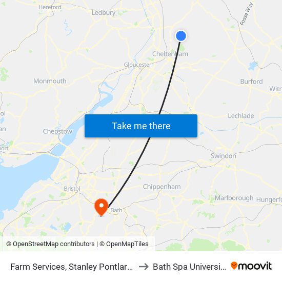 Farm Services, Stanley Pontlarge to Bath Spa University map