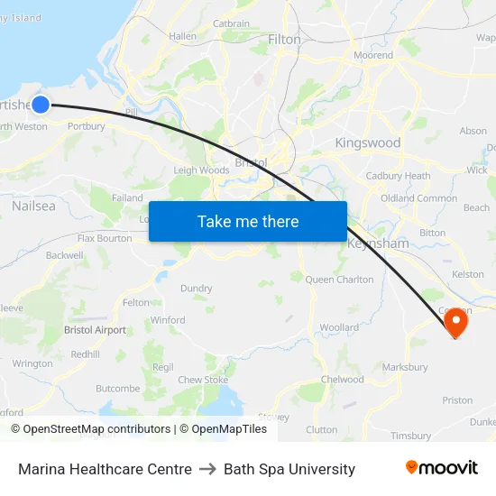 Marina Healthcare Centre to Bath Spa University map