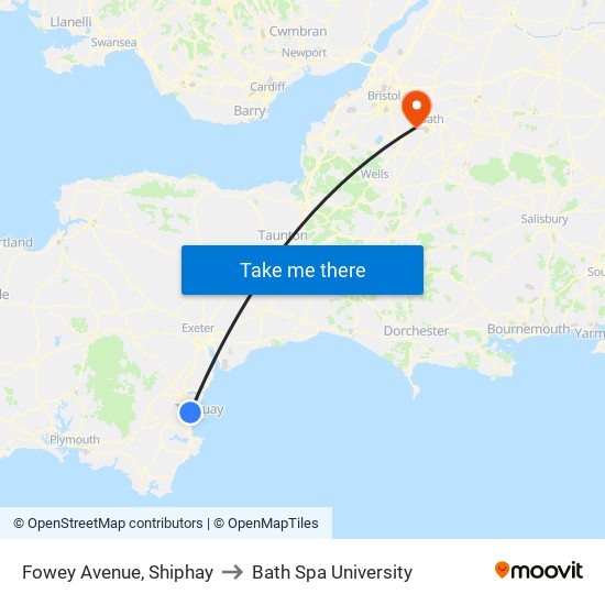 Fowey Avenue, Shiphay to Bath Spa University map