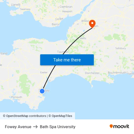 Fowey Avenue to Bath Spa University map