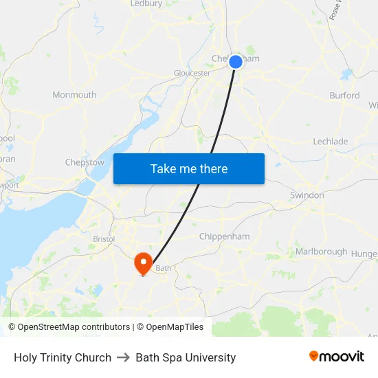 Holy Trinity Church to Bath Spa University map