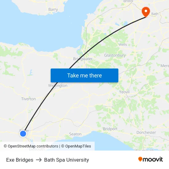 Exe Bridges to Bath Spa University map