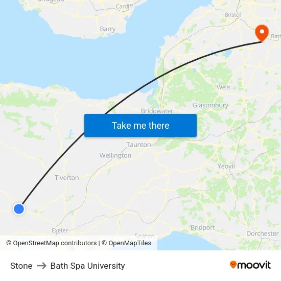 Stone to Bath Spa University map