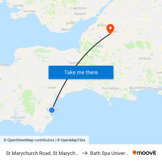 St Marychurch Road, St Marychurch to Bath Spa University map