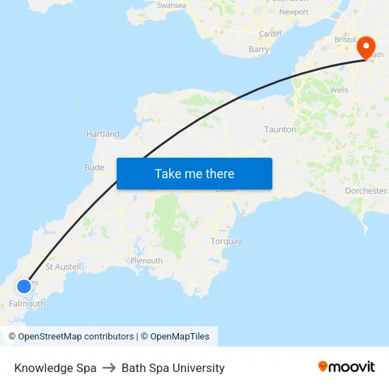 Knowledge Spa to Bath Spa University map