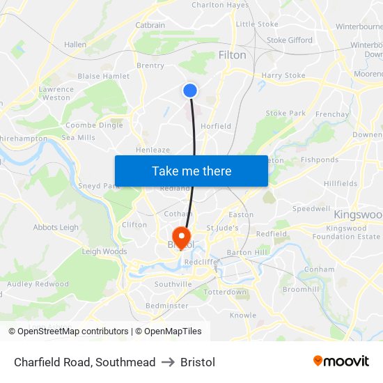 Charfield Road, Southmead to Bristol map