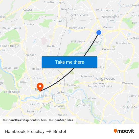 Hambrook, Frenchay to Bristol map